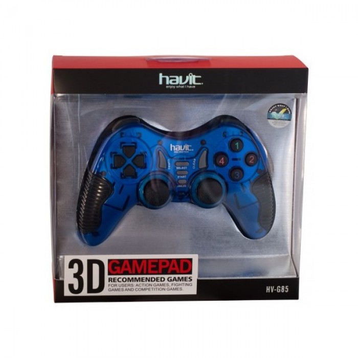 Геймпад Havit HV-G85 Blue, USB/PS2/PS3, 12 кнопок, подвійна вібрація, режим 
