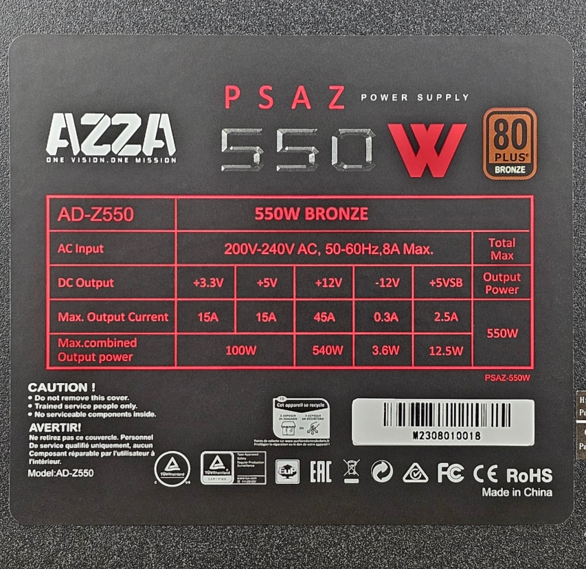 AZZA, Black (PSAZ-550W)
